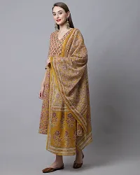 Stylish Mustard Cotton Printed Kurta Bottom and Dupatta Set For Women-thumb2