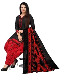 Elegant Black Cotton Blend Printed Dress Material with Dupatta For Women-thumb2