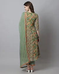 Stylish Green Cotton Embroidered Kurta Bottom and Dupatta Set For Women-thumb1