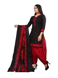 Elegant Black Cotton Blend Printed Dress Material with Dupatta For Women-thumb3