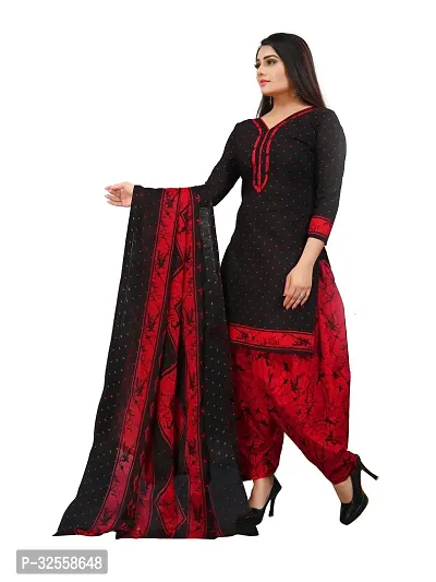 Elegant Black Cotton Blend Printed Dress Material with Dupatta For Women-thumb4