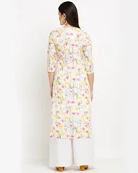 Stylish White Cotton Printed Kurta For Women-thumb1