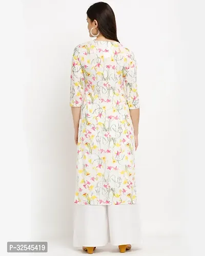 Stylish White Cotton Printed Kurta For Women-thumb2