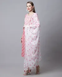 Stylish Pink Cotton Embroidered Kurta Bottom and Dupatta Set For Women-thumb2