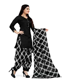 Elegant Black Cotton Blend Printed Dress Material with Dupatta For Women-thumb4