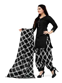 Elegant Black Cotton Blend Printed Dress Material with Dupatta For Women-thumb3