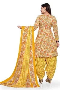 Elegant Yellow Cotton Blend Printed Dress Material with Dupatta For Women-thumb3