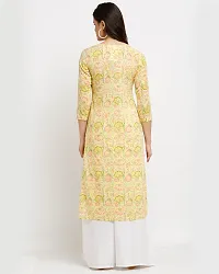 Stylish Yellow Cotton Printed Kurta For Women-thumb1