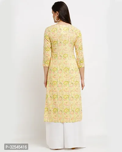 Stylish Yellow Cotton Printed Kurta For Women-thumb2