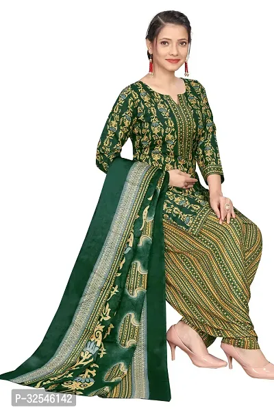 Stylish Green Cotton Blend Printed Kurta Bottom and Dupatta Set For Women-thumb4