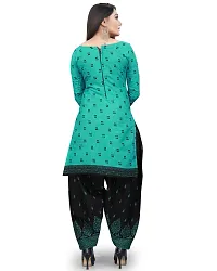 Elegant Green Cotton Blend Printed Dress Material with Dupatta For Women-thumb1