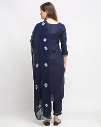 Stylish Navy Blue Cotton Embroidered Kurta Bottom and Dupatta Set For Women-thumb1