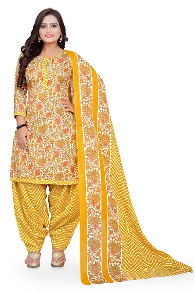 Stylish Cotton Blend Printed Unstitched Suit