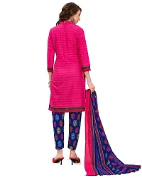 Elegant Pink Cotton Blend Printed Dress Material with Dupatta For Women-thumb1