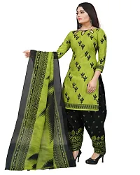 Elegant Green Cotton Blend Printed Dress Material with Dupatta For Women-thumb2