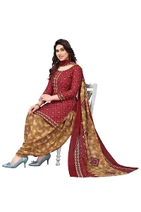 Elegant Maroon Cotton Blend Printed Dress Material with Dupatta For Women-thumb3