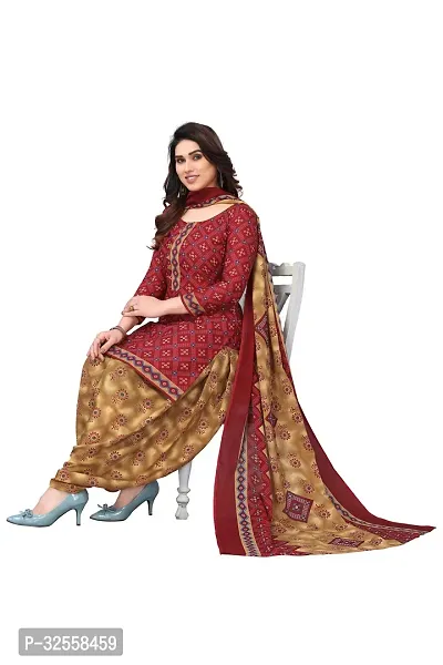 Elegant Maroon Cotton Blend Printed Dress Material with Dupatta For Women-thumb4