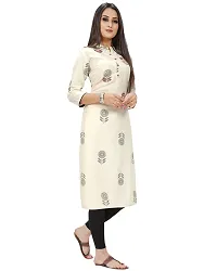 Stylish Beige Khadi Cotton Printed Kurta For Women-thumb2