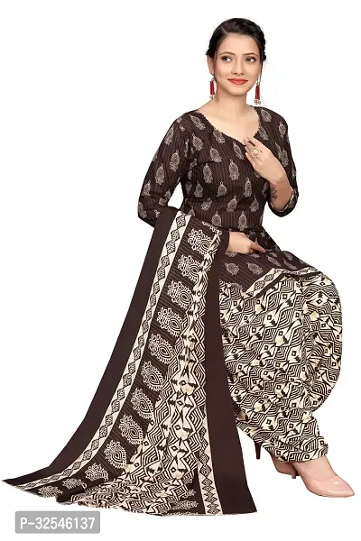 Stylish Brown Cotton Blend Printed Kurta Bottom and Dupatta Set For Women-thumb4