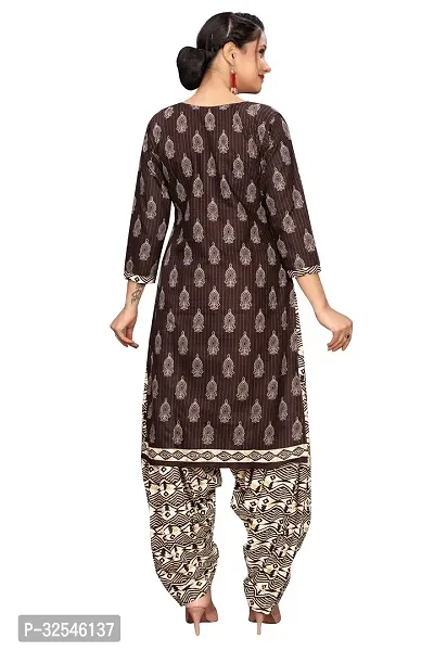 Stylish Brown Cotton Blend Printed Kurta Bottom and Dupatta Set For Women-thumb5