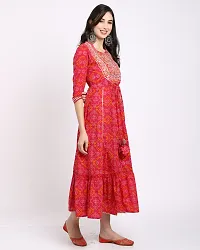 Stylish Red Cotton Printed Kurta For Women-thumb3