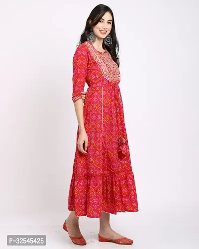 Stylish Red Cotton Printed Kurta For Women-thumb4