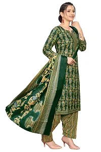 Stylish Green Cotton Blend Printed Kurta Bottom and Dupatta Set For Women-thumb1