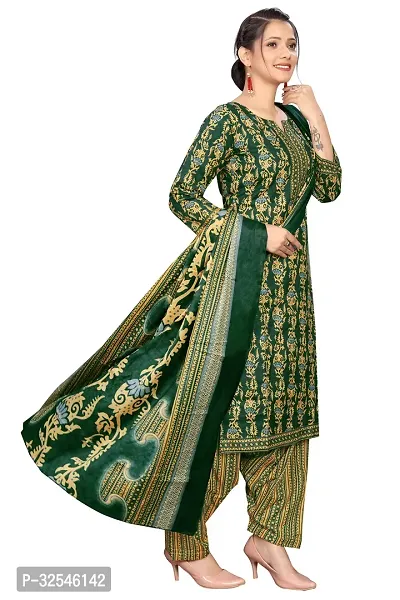 Stylish Green Cotton Blend Printed Kurta Bottom and Dupatta Set For Women-thumb2