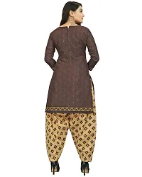 Elegant Brown Cotton Blend Printed Dress Material with Dupatta For Women-thumb1