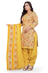 Elegant Yellow Cotton Blend Printed Dress Material with Dupatta For Women-thumb2