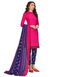 Elegant Pink Cotton Blend Printed Dress Material with Dupatta For Women-thumb2