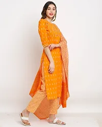 Stylish Orange Cotton Embroidered Kurta Bottom and Dupatta Set For Women-thumb2