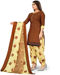 Elegant Brown Cotton Blend Printed Dress Material with Dupatta For Women-thumb4