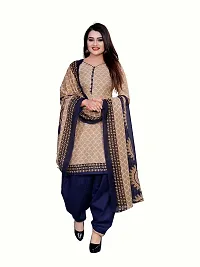 Designer Multicoloured Cotton Unstitched Dress Material Top With Bottom Wear And Dupatta Set For Women Pack Of 2-thumb1