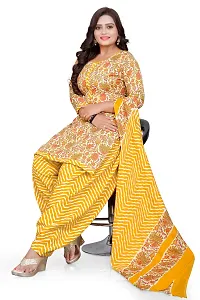 Elegant Yellow Cotton Blend Printed Dress Material with Dupatta For Women-thumb4