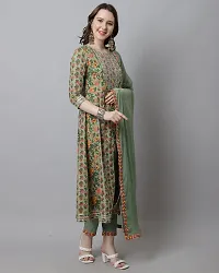 Stylish Green Cotton Embroidered Kurta Bottom and Dupatta Set For Women-thumb3