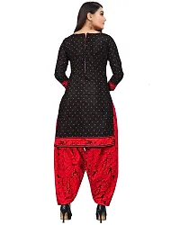 Elegant Black Cotton Blend Printed Dress Material with Dupatta For Women-thumb1