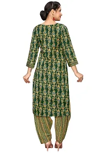 Stylish Green Cotton Blend Printed Kurta Bottom and Dupatta Set For Women-thumb4