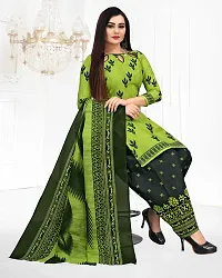 Elegant Green Cotton Blend Printed Dress Material with Dupatta For Women-thumb3