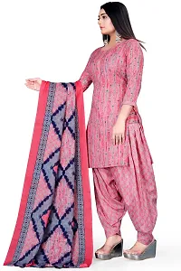 Elegant Pink Cotton Blend Printed Dress Material with Dupatta For Women-thumb1