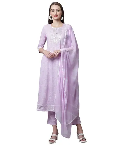 Cambric Cotton Kurta Bottom Dupatta Set