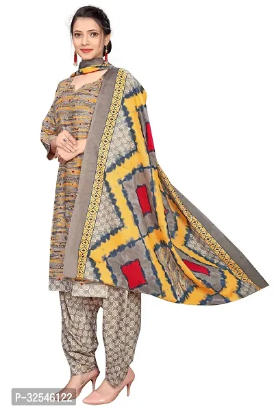 Stylish Grey Cotton Blend Printed Kurta Bottom and Dupatta Set For Women-thumb2