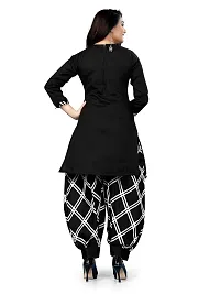 Elegant Black Cotton Blend Printed Dress Material with Dupatta For Women-thumb1