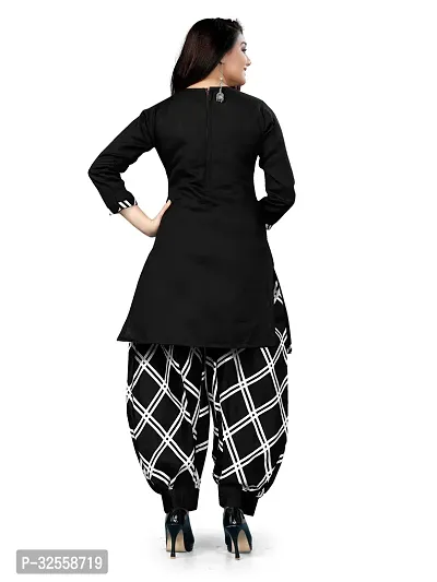 Elegant Black Cotton Blend Printed Dress Material with Dupatta For Women-thumb2