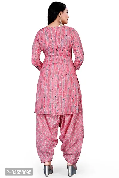 Elegant Pink Cotton Blend Printed Dress Material with Dupatta For Women-thumb4