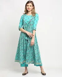 Stylish Blue Cotton Printed Kurta Bottom and Dupatta Set For Women-thumb4