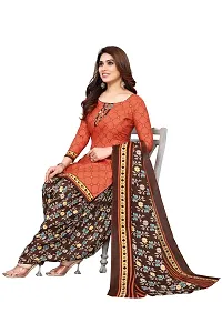 Elegant Orange Cotton Blend Printed Dress Material with Dupatta For Women-thumb3