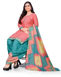 Elegant Peach Cotton Blend Printed Dress Material with Dupatta For Women-thumb4