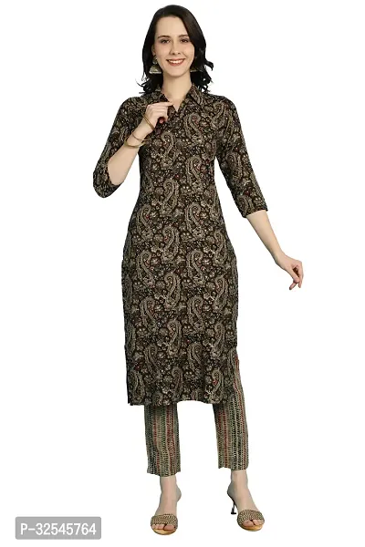 Stylish Multicoloured Rayon Printed Kurta Bottom Set For Women-thumb0