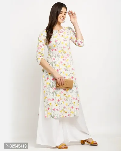 Stylish White Cotton Printed Kurta For Women-thumb5